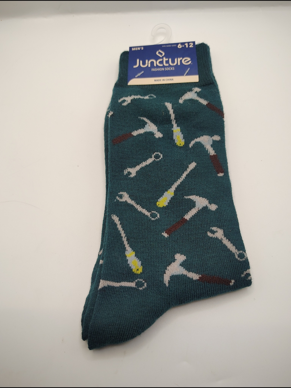 Juncture Men's Tool-Print Crew Socks - Teal